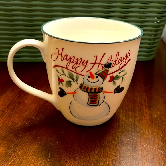 Winterberry by Pfaltzgraff 4 1/2 inches Snowman Mug Green Trim - Picture 5 of 5
